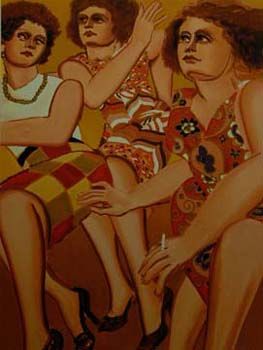 Lester Johnson Hand Signed Publisher Proof Lithograph:"Group Scene, Ochre"