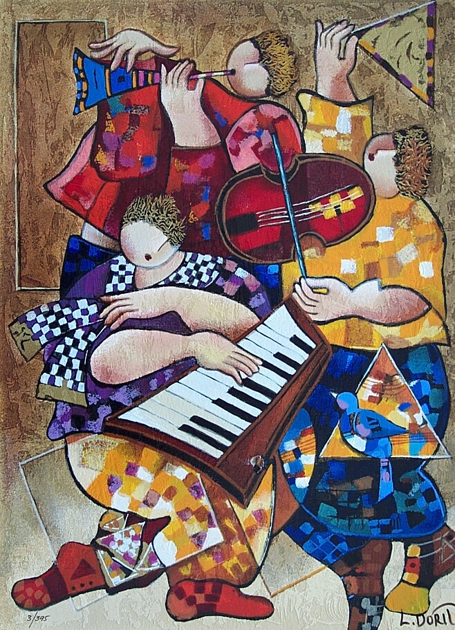 Levi Dorit Hand Signed and Numbered Limited Edition Serigraph on Paper: "Ensemble "