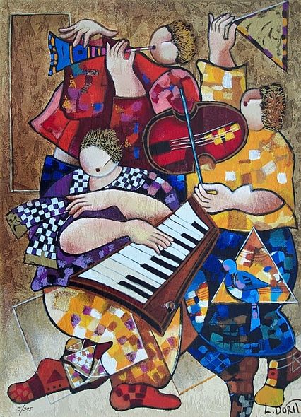 Levi Dorit Hand Signed and Numbered Limited Edition Serigraph on Paper: "Ensemble "