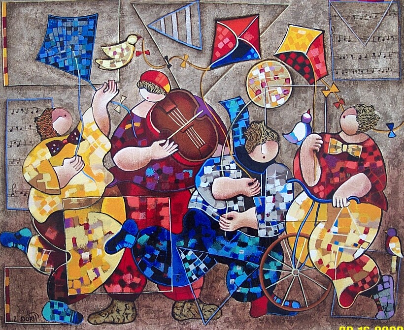 Levi Dorit Hand Signed and Numbered Limited Edition Serigraph on Paper:"Festival" | Out of Stock