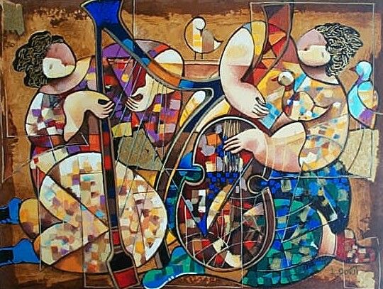 Levi Dorit Hand Signed and Numbered Limited Edition Serigraph on Paper: " Duet "
