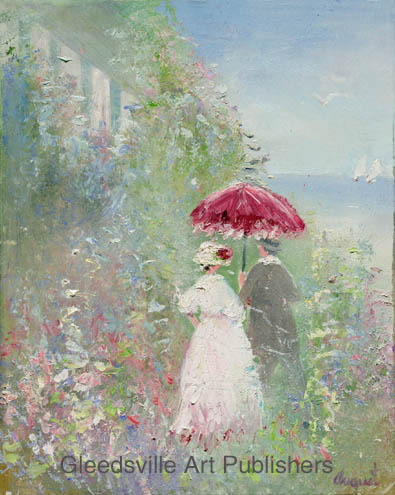 Lillian DeClarence August Handsigned and Numbered Limited Edition Gallery Giclee Canvas: "Beneath the Umbrella"