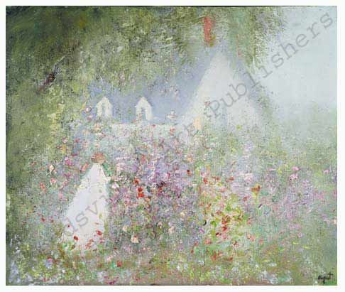 Lillian DeClarence August Handsigned and Numbered Limited Edition Gallery Offset Lithograph Paper: "Garden Talk"