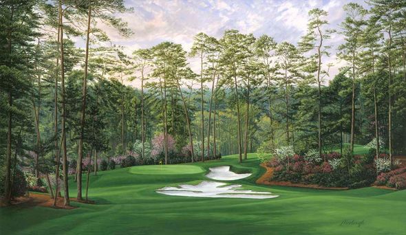 Linda Hartough Hand Signed and Numbered: "Artist Proof - 10th Hole, 'Camellia', Augusta - Paper"