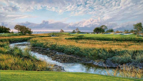 Linda Hartough Hand Signed and Numbered: "Artist Proof - 13th Hole, Seaside Course, Sea Island Golf Club - Paper"
