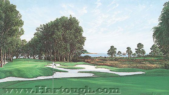 Linda Hartough Hand Signed and Numbered: "Artist Proof - 15th Hole Haig Point Golf Club, cosigned by Rees Jones"