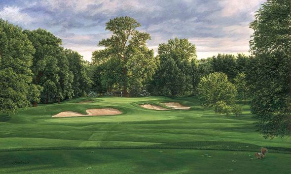 Linda Hartough Hand Signed and Numbered: "Limited Edition - 10th Hole, West Course Winged Foot Golf Club - Canvas Gicl&eacute;e"
