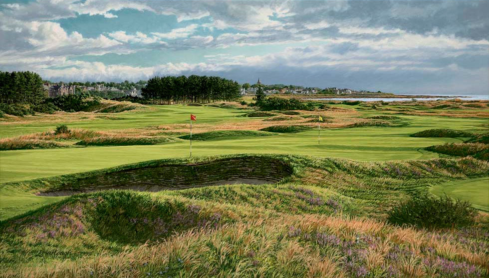 Linda Hartough Hand Signed and Numbered: "Limited Edition - 14th and 4th Holes, Carnoustie - Textured Canvas"