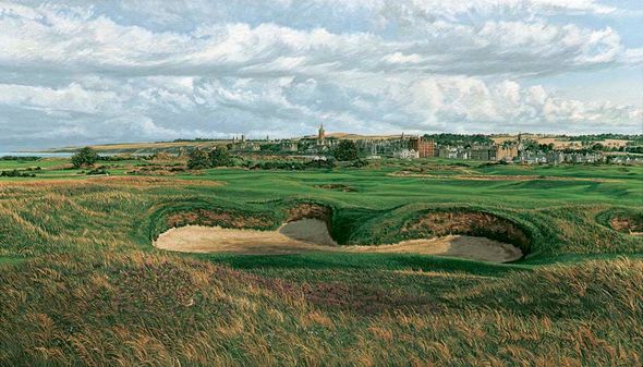 Linda Hartough Hand Signed and Numbered: "Limited Edition - 14th Hole, The Old Course, St Andrews - Textured Canvas"