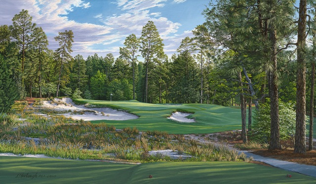 Linda Hartough Limted Edition 2014 U.S. Open Championship Print :"9th Hole, Pinehurst No. 2, Pinehurst Resort and Country Club"