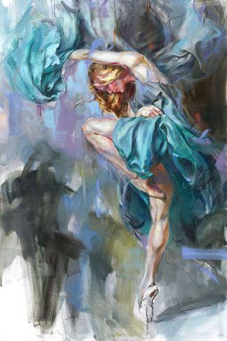 Anna Razumovskaya Hand Signed and Numbered Limited Edition Artist Embellished Canvas Giclee:"Acceleration 3"