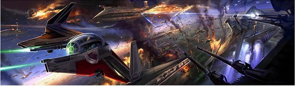 Ryan Church Limited Edition Star Wars Canvas Giclee Print:"Space Battle"