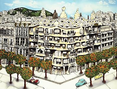 Linnea Pergola Limited Edition Serigraph on Paper: " Casa Mila "