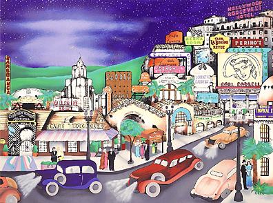 Linnea Pergola Limited Edition Serigraph on Paper: " Hollywood in the 30s "