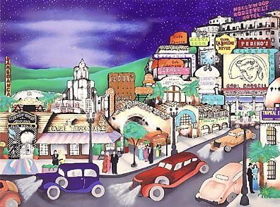 Linnea Pergola Limited Edition Serigraph on Paper: " Hollywood in the 30s "