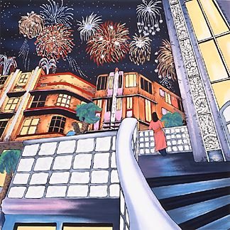 Linnea Pergola Limited Edition Serigraph on Paper:"Night Lights"