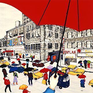 Linnea Pergola Limited Edition Serigraph on Paper:"Red Umbrella"