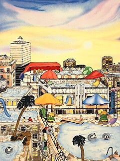 Linnea Pergola Limited Edition Serigraph on Paper: " Summer in the City "