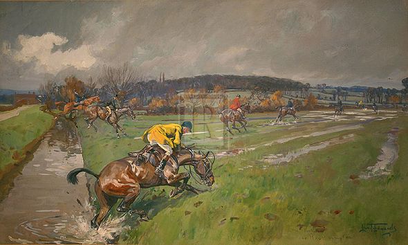 Lionel Edwards Hand Numbered Limited Edition Print on Paper :"Huntsmen Crossing a Brook"