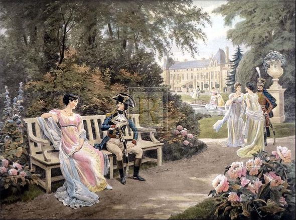Lionel Peraux Artist Hand Colored Copper Plate Printed Atelier Print:"Bonaparte and Josephine"