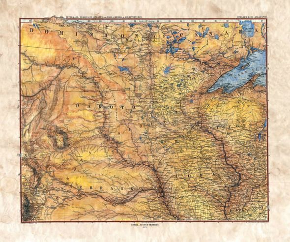 Lisa Middleton 30 x 36 Open Edition Giclee on Canvas:"Gotha Midwest Map"