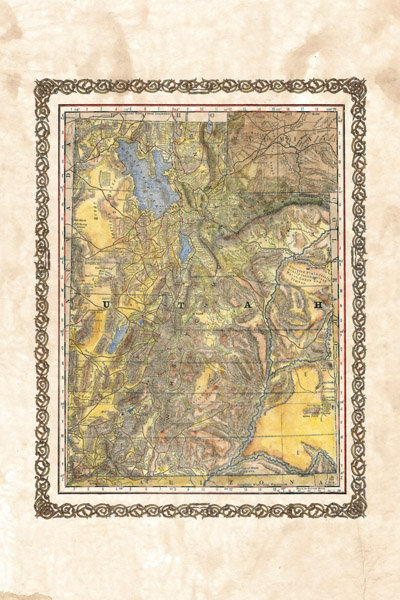 Lisa Middleton 40 x 30 Open Edition Giclee on Canvas:"Utah Map"