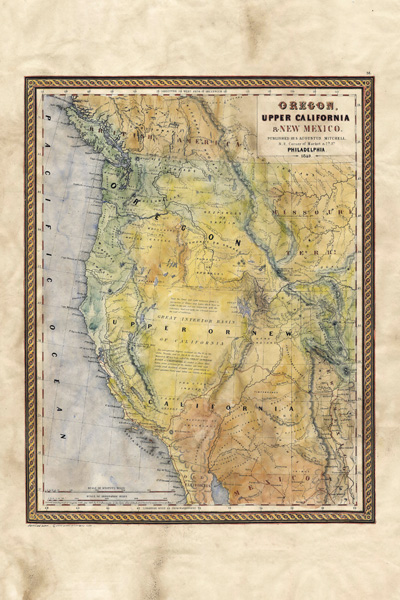Lisa Middleton 48 x 38 Open Edition Giclee on Canvas:"Oregon Upper California Map"