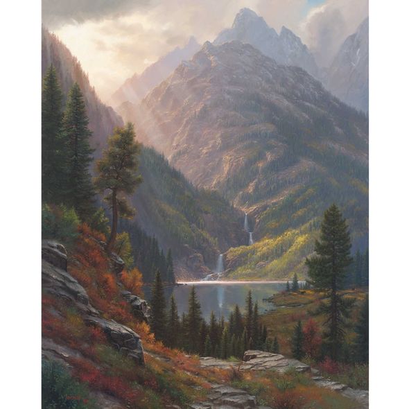 Mark Keathley Artist Hand Signed Limited Edition Embellished Canvas Giclee:"Majestic Solitude"