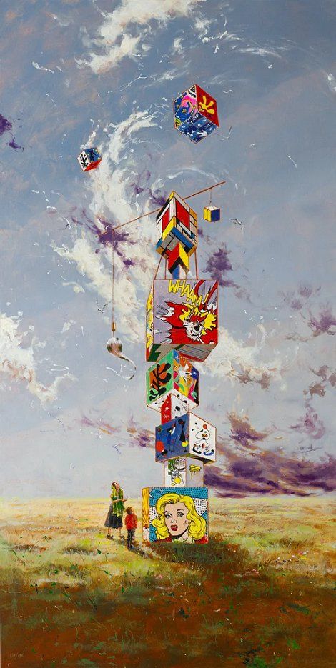 Philippe Bertho  Artist Signed Limited Edition Canvas:"Stack of Masterpieces"