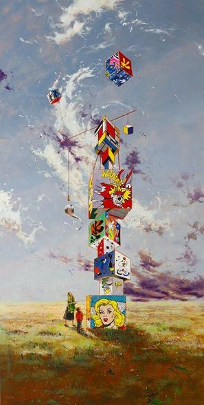 Philippe Bertho  Artist Signed Limited Edition Canvas:"Stack of Masterpieces"