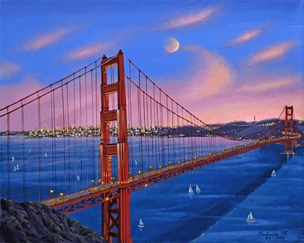 Liudmila Kondakova Hand-Crafted Lithograph on Paper:"Golden Gate"