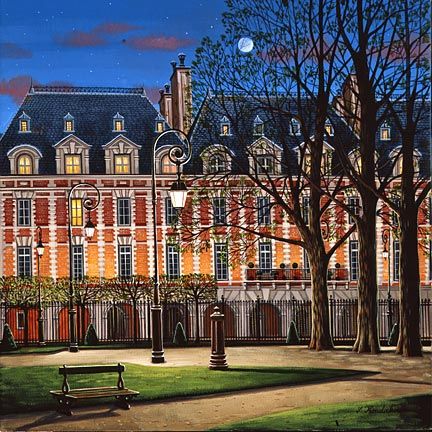 Liudmila Kondakova Hand-Crafted Lithograph on Paper:"Place des Vosges"