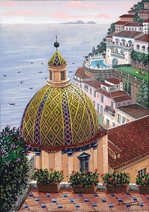 Liudmila Kondakova Hand-Crafted Lithograph on Paper:"Santa Maria Assunta"