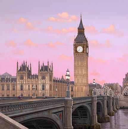 Liudmila Kondakova Hand-Pulled Serigraph on Canvas:"London"