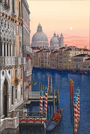 Liudmila Kondakova Hand-Pulled Serigraph on Canvas:"Santa Maria della Salute"