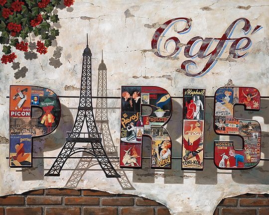 Liudmila Kondakova Hand-signed and Numbered Limited Edition Canvas:"Caf&eacute; Paris"