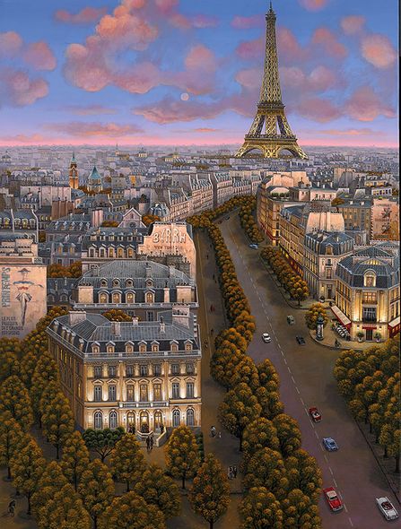 Liudmila Kondakova Hand-signed and Numbered Limited Edition Canvas:"The Magic Hour (Paris)"