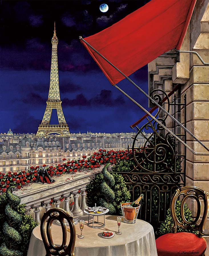 Liudmila Kondakova Hand-Signed Archival Print on Canvas:"Terrace in the Left Bank"