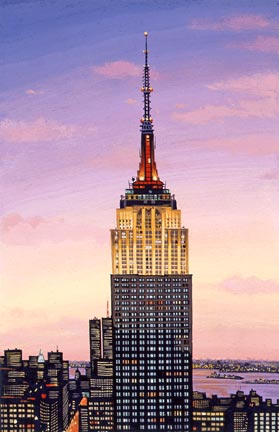 Liudmila Kondakova Handsigned and Numbered Limited Edition Hand-Crafted Stone Lithograph: "Empire State Building"