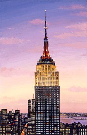 Liudmila Kondakova Handsigned and Numbered Limited Edition Hand-Crafted Stone Lithograph: "Empire State Building"