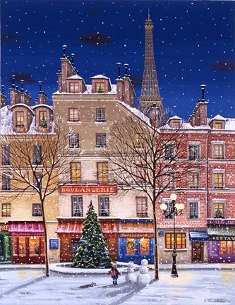Liudmila Kondakova Handsigned and Numbered Limited Edition Hand-Crafted Stone Lithograph:"Joyeux Noel"