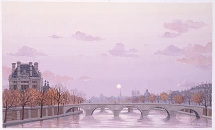Liudmila Kondakova Handsigned and Numbered Limited Edition Hand-Crafted Stone Lithograph: "L'automne du Paris"