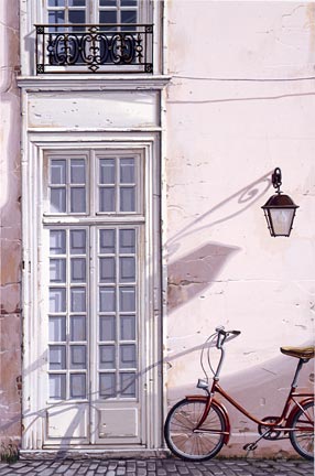 Liudmila Kondakova Handsigned and Numbered Limited Edition Hand-Crafted Stone Lithograph: "Le Bicyclette"