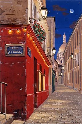 Liudmila Kondakova Handsigned and Numbered Limited Edition Hand-Crafted Stone Lithograph: "Rue des Saules"