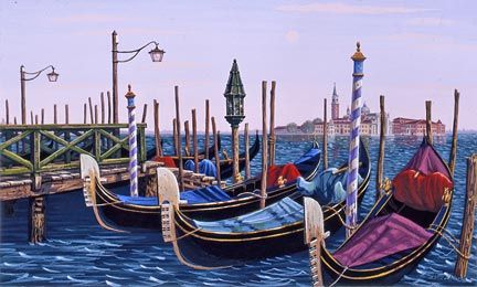 Liudmila Kondakova Handsigned and Numbered Limited Edition Hand-Crafted Stone Lithograph: "San Giorgio"