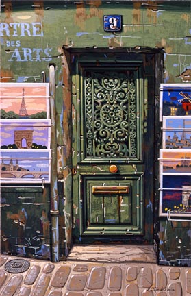 Liudmila Kondakova Handsigned and Numbered Limited Edition Hand-Crafted Stone Lithograph: "The Green Door"