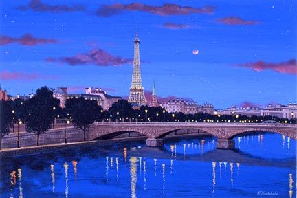 Liudmila Kondakova Handsigned and Numbered Limited Edition Hand-Crafted Stone Lithograph: "The Seine"