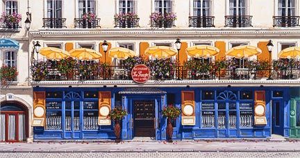 Liudmila Kondakova Handsigned and Numbered Limited Edition Hand-Crafted Stone Lithograph: "The Yellow Umbrellas"