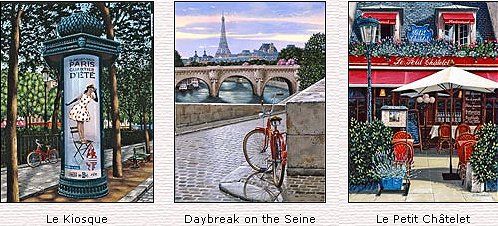 Liudmila Kondakova Handsigned and Numbered Limited Edition Serigraph on Gesso Board: " I Remember Paris" Suite of Three / Matching Numbers