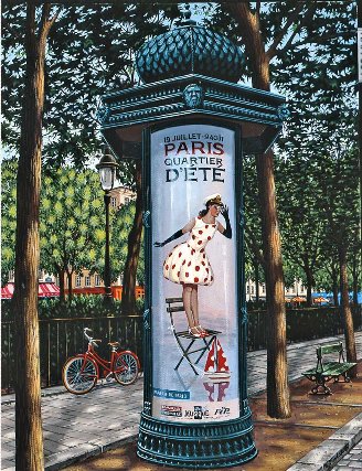Liudmila Kondakova Handsigned and Numbered Limited Edition Serigraph on Gesso Board:"Le Kiosque"